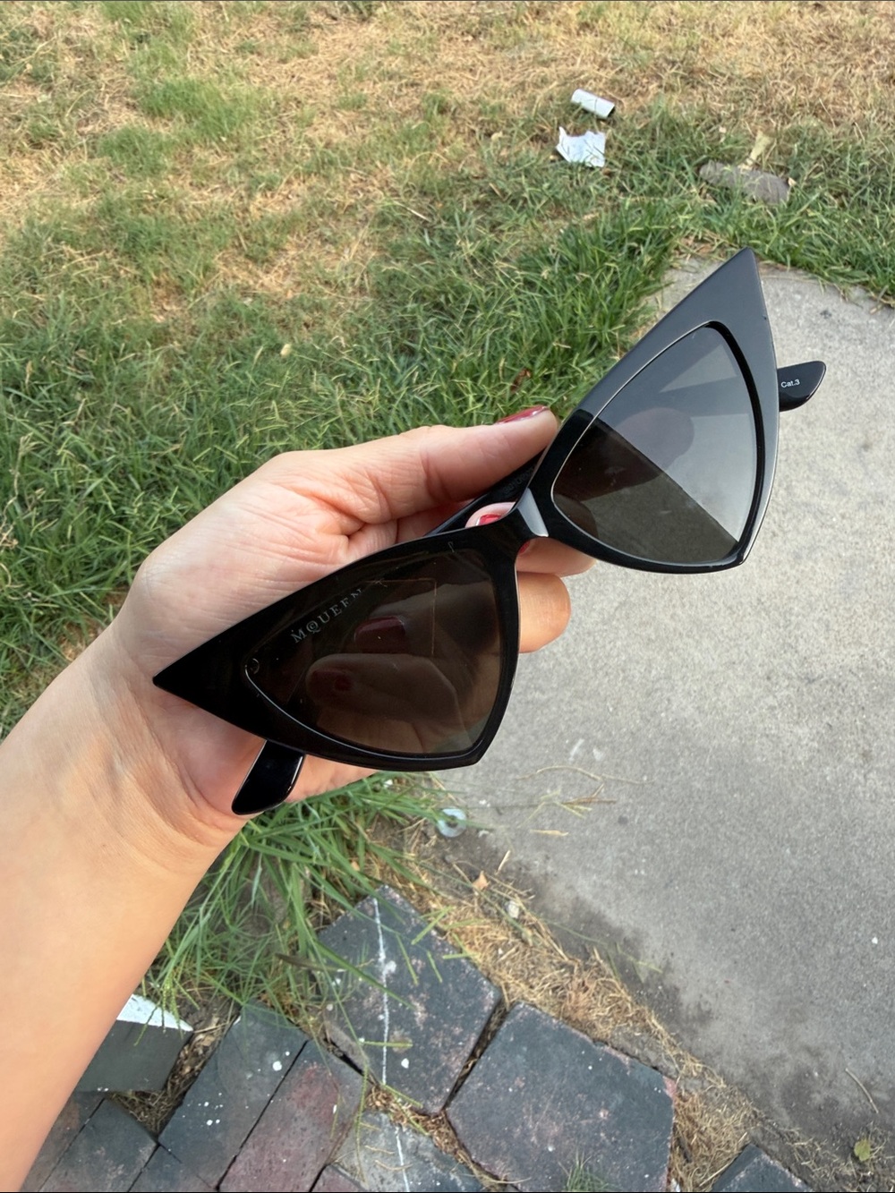 Alexander McQueen Oversized Black Cat-Eye Sunglasses